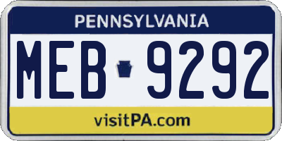 PA license plate MEB9292