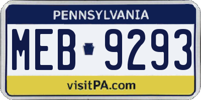 PA license plate MEB9293