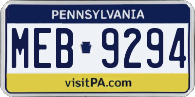 PA license plate MEB9294