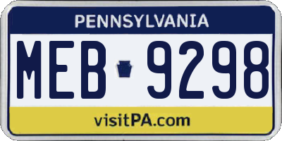 PA license plate MEB9298