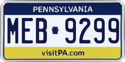 PA license plate MEB9299