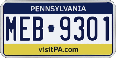 PA license plate MEB9301