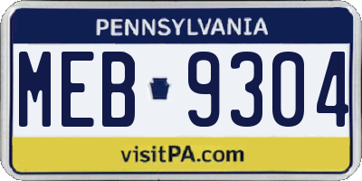 PA license plate MEB9304