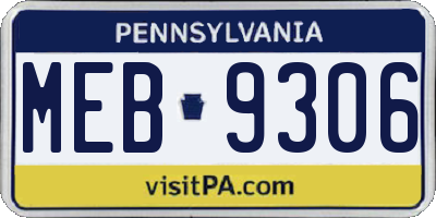 PA license plate MEB9306