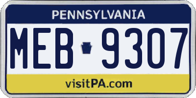 PA license plate MEB9307