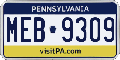 PA license plate MEB9309