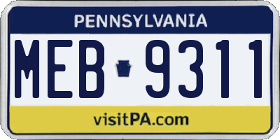 PA license plate MEB9311