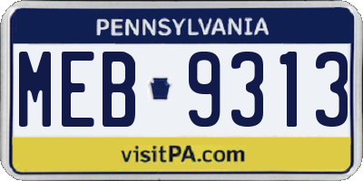 PA license plate MEB9313
