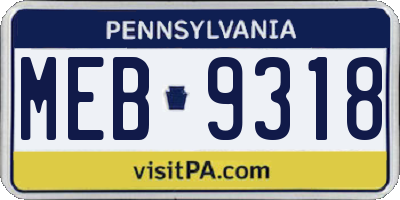 PA license plate MEB9318