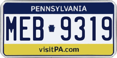 PA license plate MEB9319