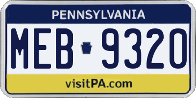 PA license plate MEB9320