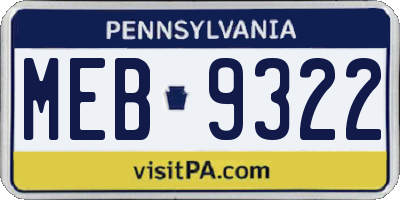 PA license plate MEB9322