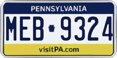 PA license plate MEB9324