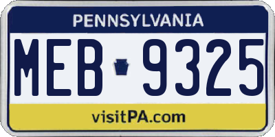 PA license plate MEB9325