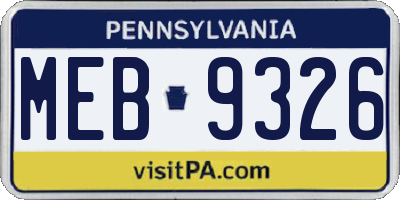 PA license plate MEB9326
