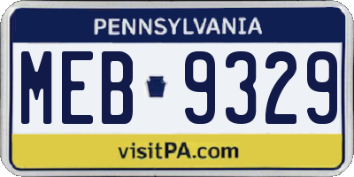 PA license plate MEB9329