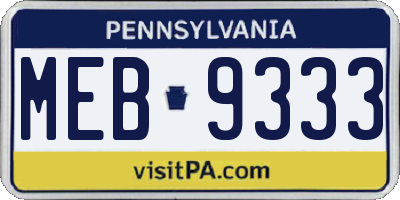 PA license plate MEB9333