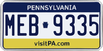 PA license plate MEB9335
