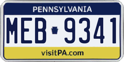 PA license plate MEB9341