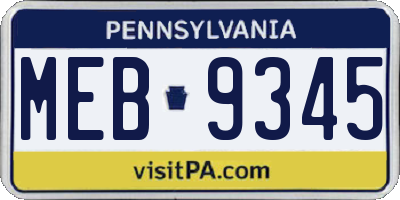 PA license plate MEB9345