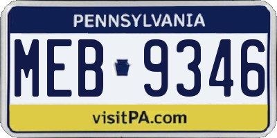 PA license plate MEB9346