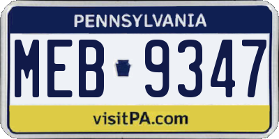 PA license plate MEB9347