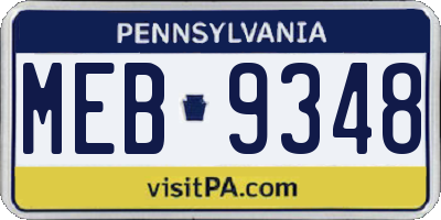 PA license plate MEB9348