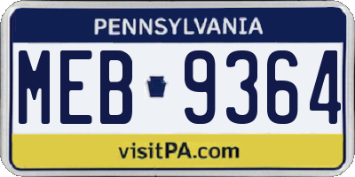 PA license plate MEB9364
