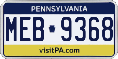 PA license plate MEB9368