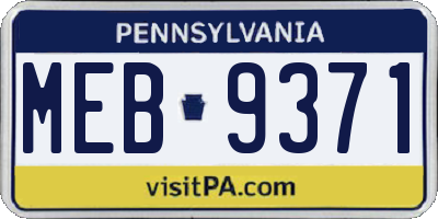 PA license plate MEB9371