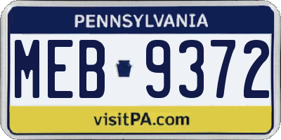 PA license plate MEB9372