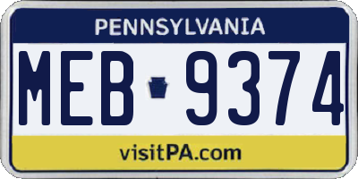 PA license plate MEB9374