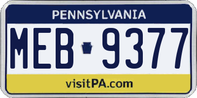 PA license plate MEB9377