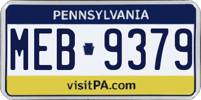 PA license plate MEB9379