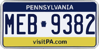 PA license plate MEB9382