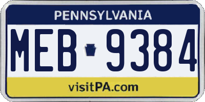PA license plate MEB9384
