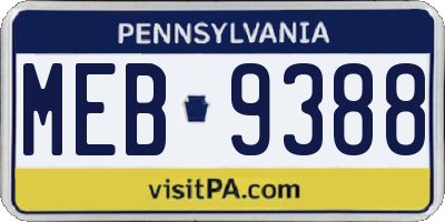 PA license plate MEB9388