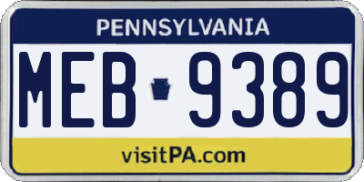 PA license plate MEB9389