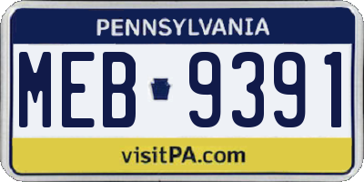 PA license plate MEB9391