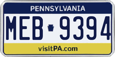 PA license plate MEB9394