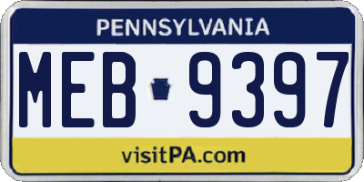 PA license plate MEB9397