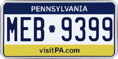 PA license plate MEB9399