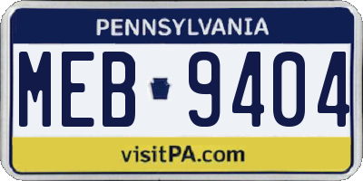 PA license plate MEB9404