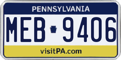 PA license plate MEB9406