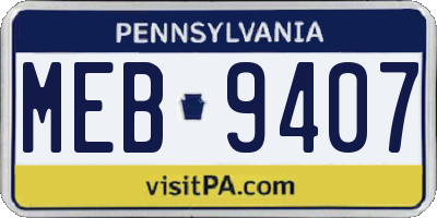 PA license plate MEB9407