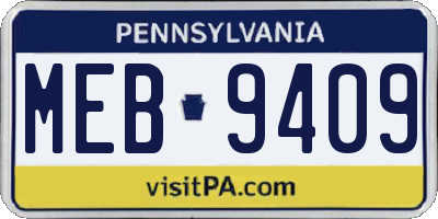 PA license plate MEB9409