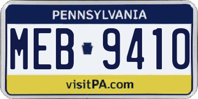 PA license plate MEB9410