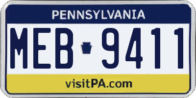 PA license plate MEB9411