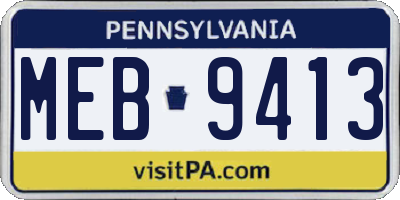 PA license plate MEB9413