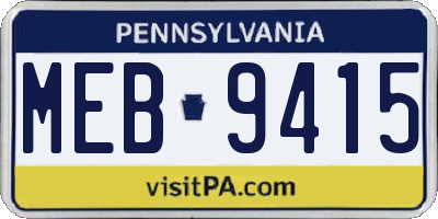 PA license plate MEB9415